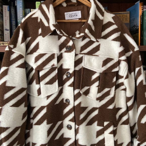 Native Youth Jerrod Houndstooth Shirt Jacket Women's Size L - Picture 6 of 13